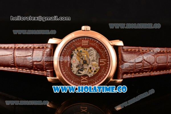 Vacheron Constantin Malte Asia Automatic Rose Gold Case with Brown Skeleton Dial and Roman Numeral Markers - Click Image to Close